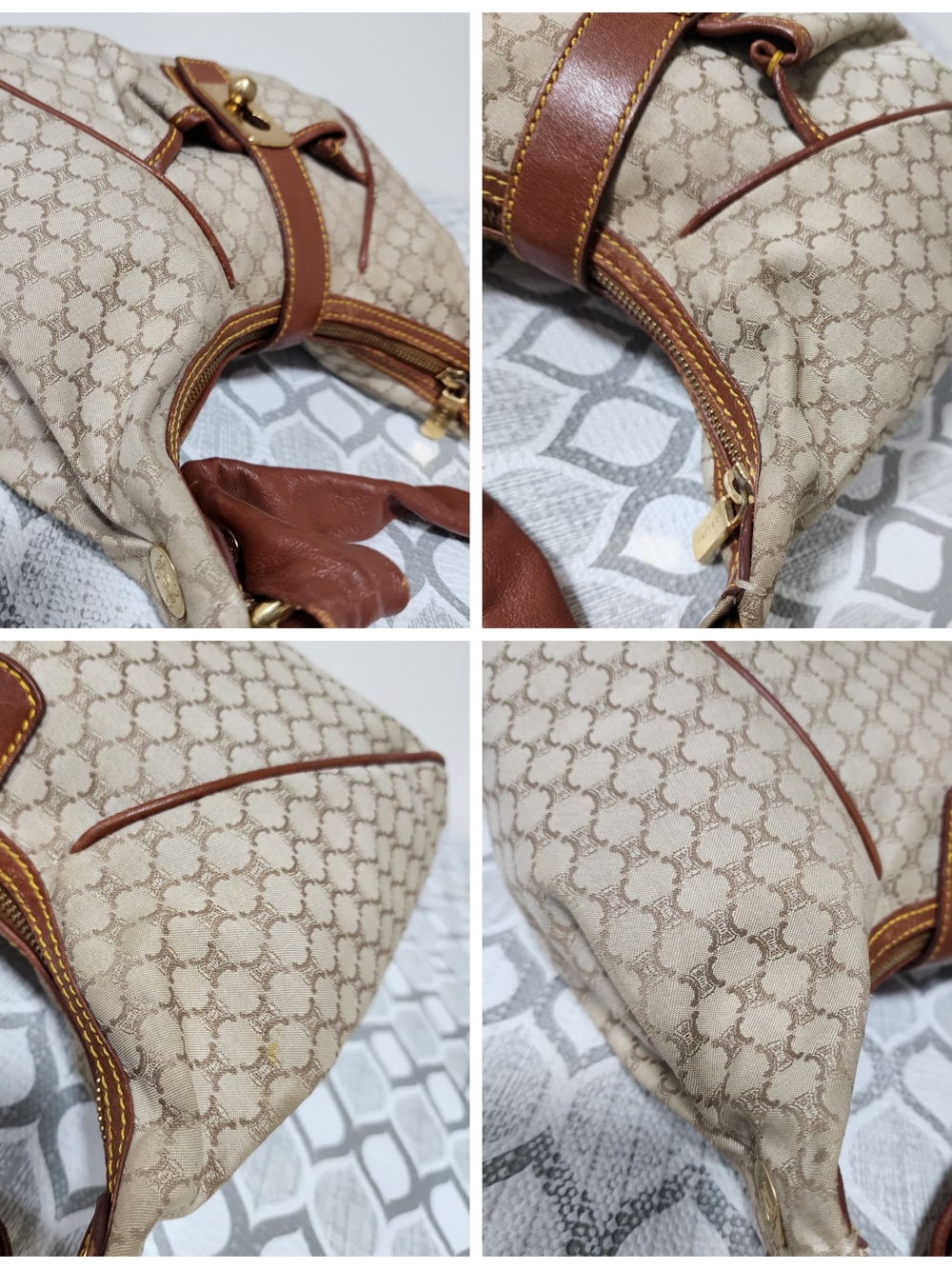 Celine Vintage Macadam Hobo Shoulder Bag Beige/Brown - Picture 11 of 15